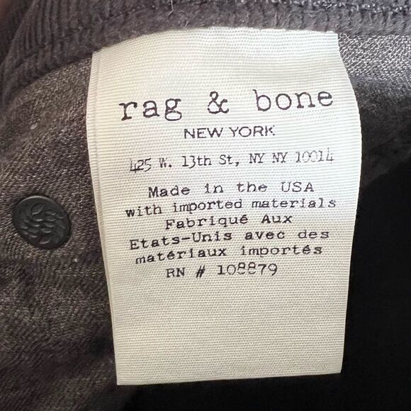 Rag & Bone Grey Corduroy Skinny pants- Size 27- W15020764CHC - Picture 7 of 7